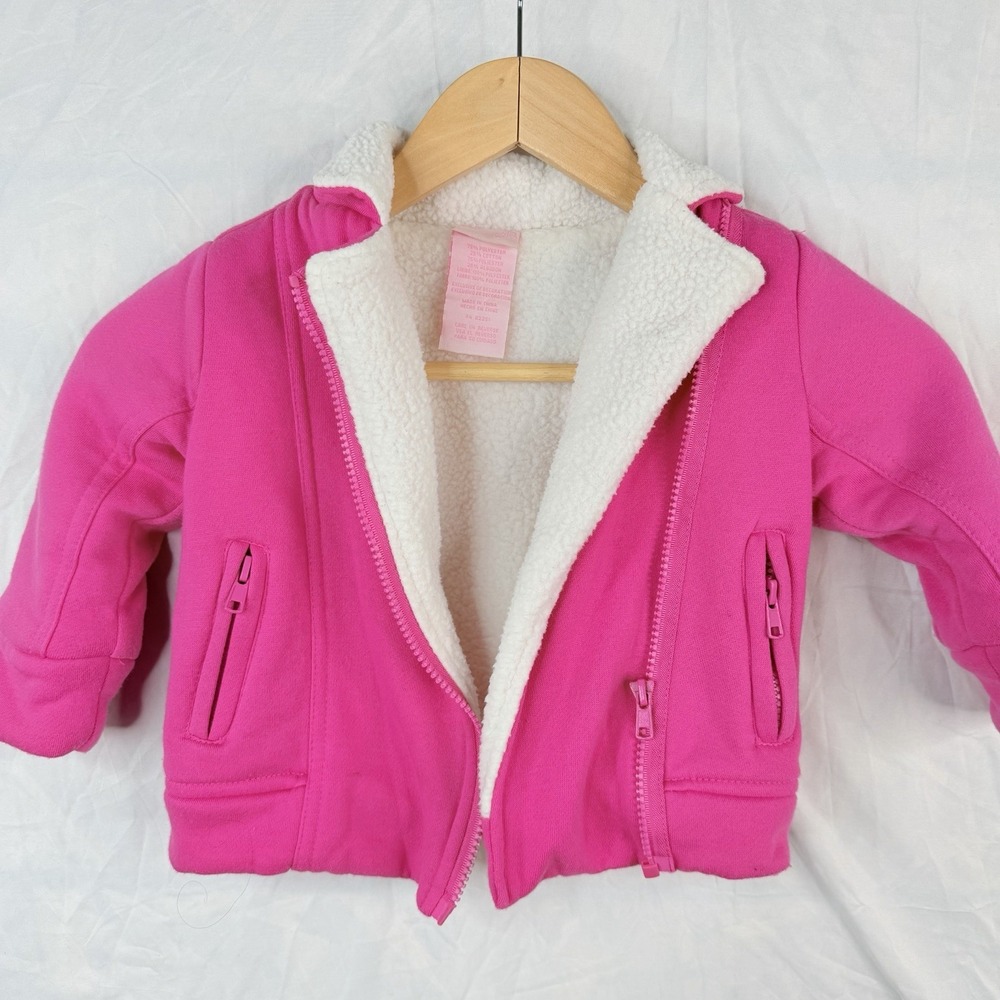 Nannette Girl SZ-3T shearling Lined Pink Jacket Coat design on the back